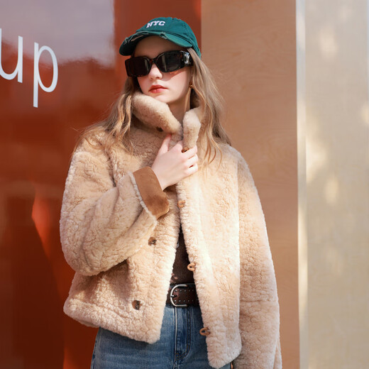 Sancai 2025 winter new imitation suede reversible fur coat M