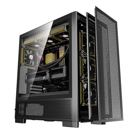 Patriot Fuyao Baili boîtier d'ordinateur de bureau ATX grande carte 360 ​​refroidissement par maille refroidie à l'eau boîtier hôte de bureau de jeu e-sports Fuyao Baili noir/3 ventilateurs pré-installés