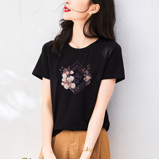 Pierre Cardin Sommer reines Baumwoll-T-Shirt für Frauen kurzärmelige lose Temperament und modischen rosa Körper. Hemd Sommerkleidung 2025 Neues Top 6172 Graues Pulver Kurz-/Ärmel-leichte Luxusprodukte in diesem Jahr m (Empfohlen 80-105 Jin [Jin gleich 0,5 kg])