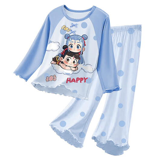 
Girls pajamas Modal children's long-sleeved big children's parent-child mother and girl's home clothes Nezha 2025 new spring and autumn 2M--ST-12142 110 10 sizes (110-120)cm