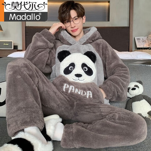 
Modal men's pajamas men's coral velvet winter student cartoon loose winter flannel thickened plush home clothing set *ZS*9904 [Double-sided plush set] M small (75-95Jin [Jin equals 0.5 kg])