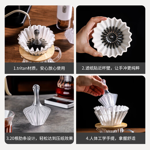 Bincoo hand-brewed coffee V60 conical origami filter cake filter uses paper press heat-resistant Tritan resin