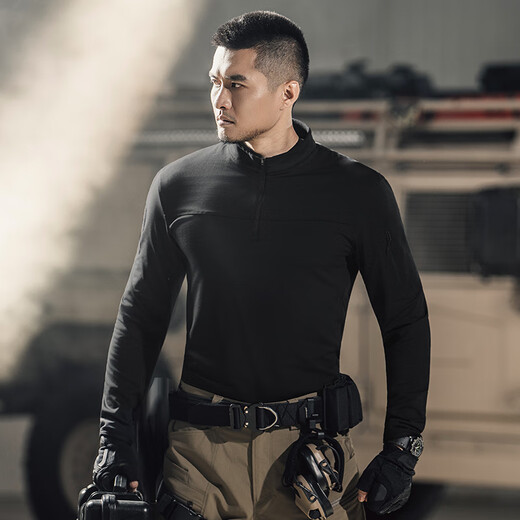 Dragon Tooth third generation defender lightweight stand-up collar fleece sweater warm jacket men's outdoor leisure sports slim tactical jacket polar night black M 175/96A 141-156Jin Jin equals 0.5 kg