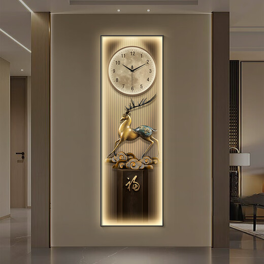 Entrée Horloges d'entrée et légères horloges d'art de luxe et horloges salon sans trous 2025 Nouvelle horloge peinture suspendue avec des lumières par 1371 30 * 90cm
