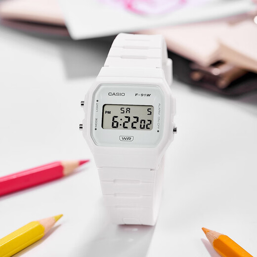 Casio casiof91w watch men's and women's retro small square student watch Valentine's Day gift F-91WB-7A