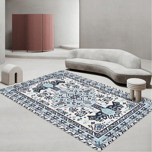 Alfombra nueva sala de estar de alfombra china mesa de café simple dormitorio de sofá dormitorio lleno de manta de noche almohadilla de alfombra doméstica QYBR-13799 100cm*160cm (Fleece)