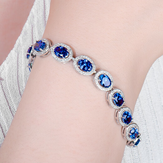 DL 1998 Fat Donglai same style sapphire bracelet for women s925 silver new style atmospheric versatile pavé blue zircon tanzanite water 925 silver bracelet 17-20 cm adjustable