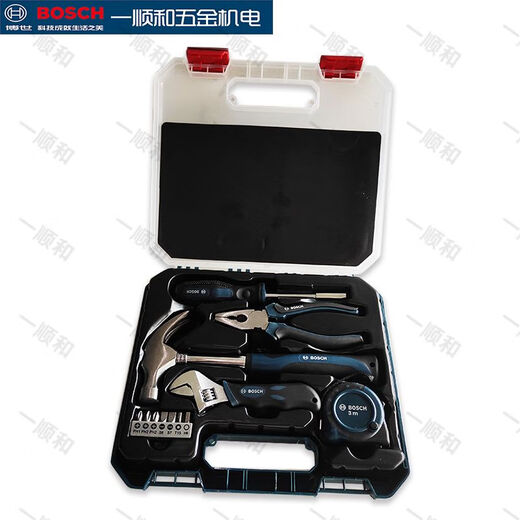 Bosch Home Tool Box Set Reparaturset 12108 Teile Multifunktionshandbuch für Schraubendreher Klauen Hammer Haushalt Multifunktion Hardware Tool Box Set 108 Teile