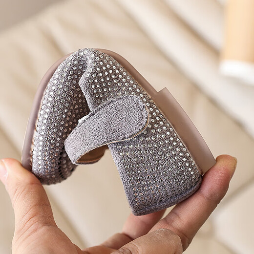 Girls Fashion Rhinestone Princess Shoes 2025 Spring and Autumn New Children's Leather Shoes Performance Shoes Single Shoes Little Girls Soft Sole Shoes Black 23 Inner Length 15cm