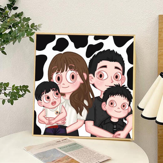 Drei-April Tiger Stern Schmetterling Prinzessin Familie Digitalöl Malerei DIY Handgefüllte Färbung Acrylölmalerei Familien Porträtdekoration Malerei NX12049 20*20 cm verschärftes Innenrahmen
