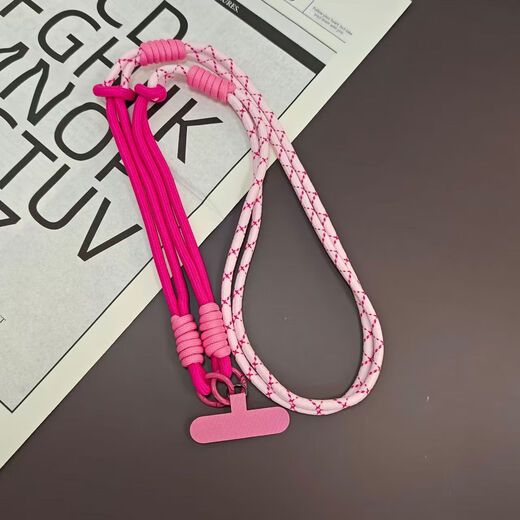 Mobile phone lanyard, chain case, lanyard back, super nice model for ladies, exquisite and high-end clip, special anti-lost ring buckle, new style, can be worn crossbody/hangerneck/wrist - length adjustable, crossbody style, green, pink and yellow, two-strand braided three-purpose lanyard + headband pink baby pendant