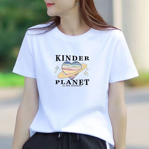 FHHUABD白色短袖圆领t恤女宽松显瘦新款夏季韩版时尚半袖女装ins潮上衣服 1477 M
