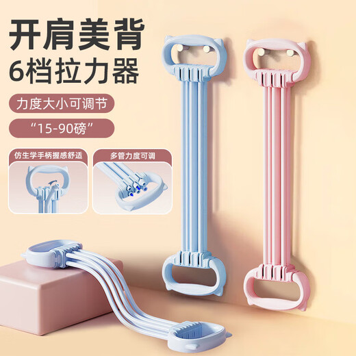 TEEIS German elastic band rope fitness tension rope belt device strength training Pilates arm open shoulder female fitness equipment Fantasy Purple Upgraded 6 tubes thickened