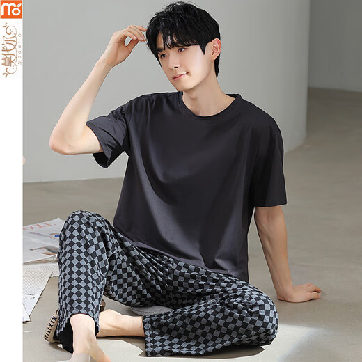 Pajamas modal Summer 2025 Nuevo estilo de correa de talla grande Set delgado Pantalones de manga corta Ropa para el hogar ZW2687 L (recomendado 100-130 Jin [Jin iguala 0.5 kg])