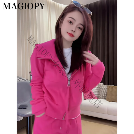 Magiopy International Luxury Luxury haut de gamme Tempérament Tempérament Sports décontracté et réducteur de sports Femme Vêtements de printemps pour femmes Nouveaux ensembles de deux pièces Rose Red Rose Red (100Jin [Jin est égal à 0,5 kg]))