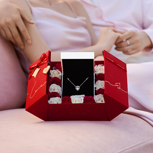 Fanci (Fanci) Three-second heartbeat necklace for women's clavicle chain for girls' birthday gifts for senior feeling anniversary adults send girlfriends to girlfriends True love rose gift box [lightning delivery]