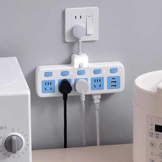 Nur Mittagssteckdose, kabelloser Konverter, Nachtlicht, USB-unabhängiger Schalter, Multifunktions-One-Turn-Multi-Positions-Slot, Multi-Loch-Funkkopf, One-Turn-drei reines Kupfer + Blitzschutz