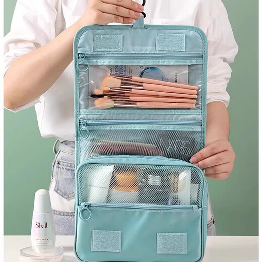 JCZS German brand makeup bag for women portable large capacity storage bag new folding travel skin care products toiletries box beige-dry and wet separation