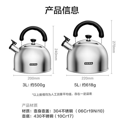 Made in Tokyo, kettle 304 stainless steel open flame household induction cooker large capacity water boiling sound 3L