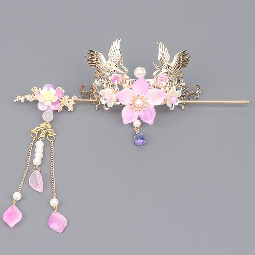 Qimei Love New Year Children's Hanfu Hair Accessories Ancient Style Step Princess Hairpin Girls Chinese Style Red Tassel Ball Hair Crown 2 Hair Crowns Red Ribbon Style