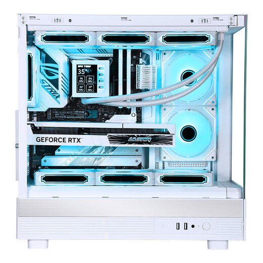 SAMA Jinghong white ATX sea view gaming computer main case 270 panoramic/double-sided glass/support 360 water cooling/9 fan positions/427mm long graphics card/U2+U3