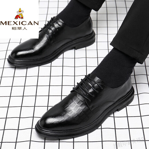 Espantapájaros (mexicano) Ligero de lujo Autumn and Winter Men's Shoes for Business Formal Leather Shoes más Velvet Highen Traje Casual Sure