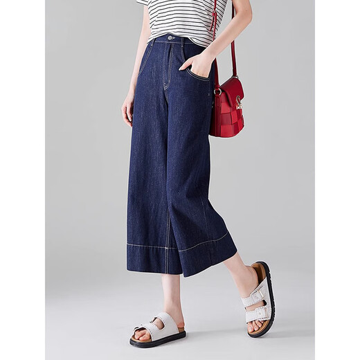 Touchmiss Mode High Taille Wide Legs 2025 Sommer Neuer Retro Loose Jeans Frauen Marine Blue 30