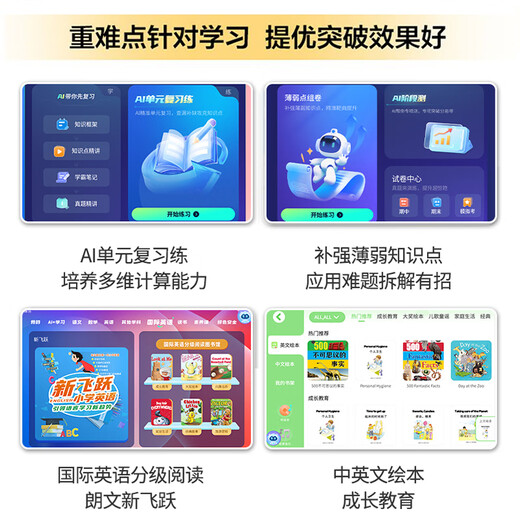 Zhuangyuanlang AI Machine d'apprentissage Tablette ordinateur neuf cours à l'école primaire Junior High School to High School Tutoring Machine English Point Reading Machine Electrony Dictionary Dual System Parent Control 8 + 128G