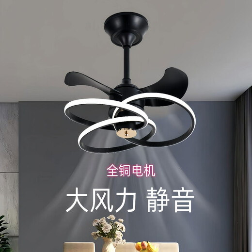 欧普照明（OPPLE）2024年新款隐形吊扇灯大风力家用餐厅饭厅卧室电风扇一体吊灯静音 9227/白60CM 变频遥控+直接语音