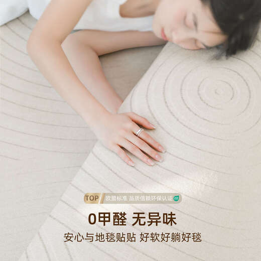 Oluxun Customized Carpet Living Room Cream Style 2025 New No Washable Rubber Household Sofa Coffee Table Waterproof Floor Mat Bedroom Bed Simple Line-15934 140*200cm Upgraded Waterproof
