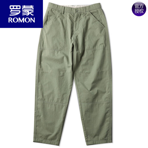 Romon Casual Hosen Herren Sommer Reine Baumwolle Weitbein Hosen Lose geradlinige japanische Haremhose Herren lässige Hosen vielseitige Arbeitshose 6626 Militärgrün 28