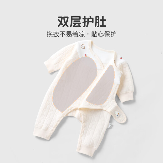 优奇婴儿衣服男女宝宝秋冬连体衣新生儿早秋三层夹棉保暖外出哈衣爬服