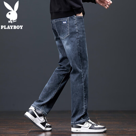 Playboy-Jeans für Männer im Sommer dünner Stil loser loser, mit geradlinigem, fleischbezogenem klassischem, vielseitigem, vielseitiger Cotton Cotton Elastic Herrenhose für Sommerdünnstil 829 Black Grey [Sommerdünnstil] 28 (2 Fuß 1) Empfohlen 90-100 Jin [Jin gleich 0,5 kg]