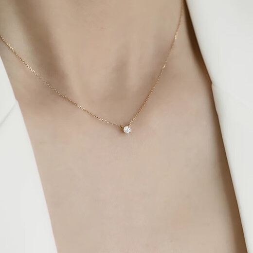 CAOX 18K gold diamond cultured diamond necklace for women 30-point pendant gold rose gold platinum 50-point single diamond for girlfriend 18K gold color 10-point cultured diamond necklace-38+5cm