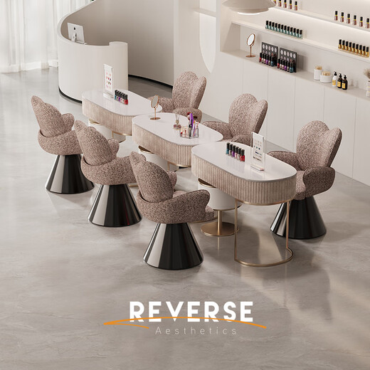 Counterclockwise makeup chair Italian style light luxury high-end dressing table stool girl's bedroom cloakroom nail art chair b383 makeup chair brown pink