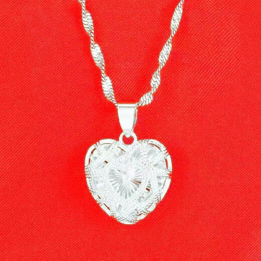 RSRDDY Old Phoenix Sterling Silver 9999 Necklace Girls Ingot Chain Transfer Bead Pendant Silver Jewelry Gift for Girlfriend and Wife Frosted Transfer Bead Silver Water Wave Chain/Same Style as Lao Fengxiang with Trapped Beast 6.8g Solid and Beautiful Packaging