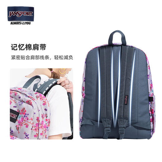 Jansport经典印花繁花似锦男女学生双肩背小众旅游学习时尚书包 繁花-电脑隔层+水壶侧袋