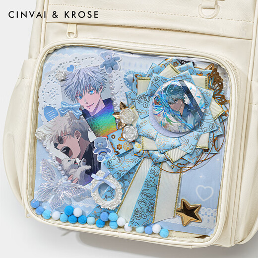CinvaiKrose official website Xiaoc/k student comic exhibition backpack pain bag women 2025 new large capacity travel backpack lightweight schoolbag cream white