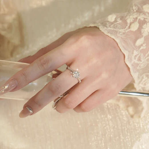 KUXAD color moissanite 18K gold 1 carat psychic diamond ring sterling silver platinum couple ring PT950 proposal wedding ring No. 20 luxury model thickened platinum 2 carat D color moissanite