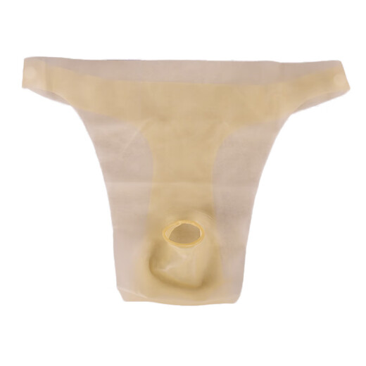 Men's Transparent Latex Underwear Sexy Hollow Yiyang Pants Men's Double Side Button Cool Safety Pants Thong Contraceptive Pants Flesh Color 4069 One Size