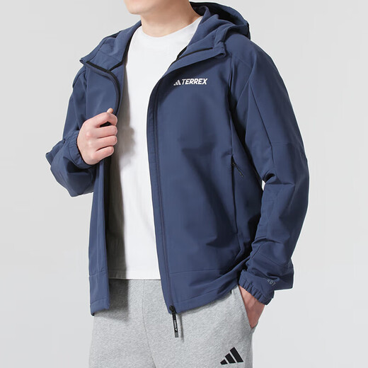 阿迪达斯 （adidas）休闲男装2025春季新款户外健身防风夹克跑步运动服连帽外套上衣 IP0737 S
