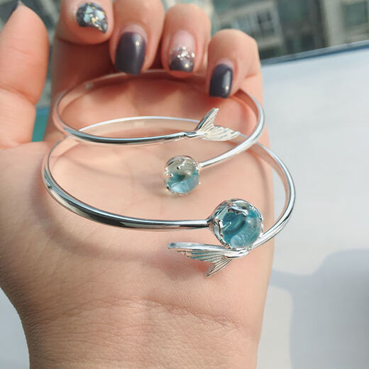 RSRDDY Old Phoenix 999 sterling silver moonstone mermaid bracelet for women 2025 new niche design bracelet bestie bracelet moonlight stone mermaid bracelet (two besties outfit) Lao Fengxiang same style