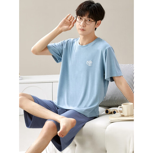 Yalu Modal Pajamas Мужская летние шорты с короткими рукавами с двумя частями.