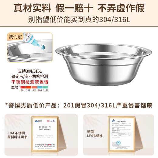 Baichang food grade 316 stainless steel bowl and basin household thickened soup basin eating bowl kitchen assembly dish basin small iron basin antibacterial 304 style soup basin 14cm