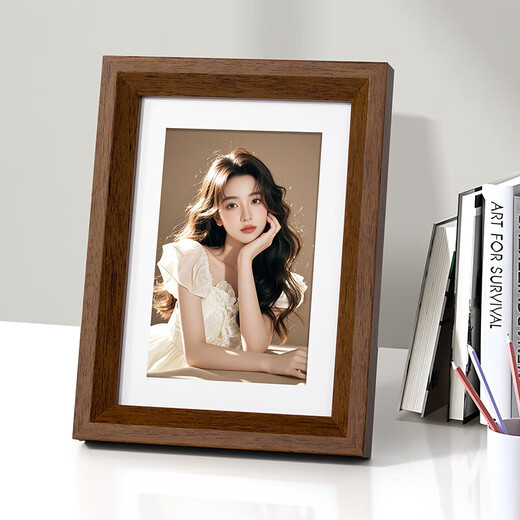 Jinlongxing wooden photo frame 6-inch wedding photo baby photo frame wall hanging couple photo wall combo frame walnut color-9906-2-Manufacturer direct post