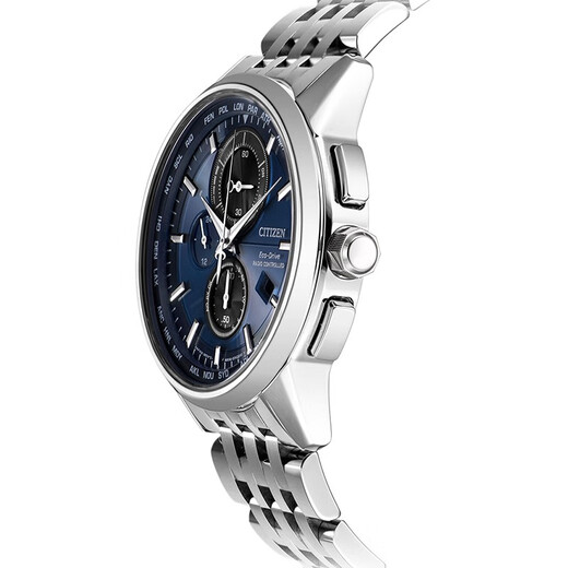 CITIZEN watch Eco-Drive sun and star dual display perpetual calendar Japanese and Korean business men's watch Black three-eye men's watch with blue plate AT8110-61L