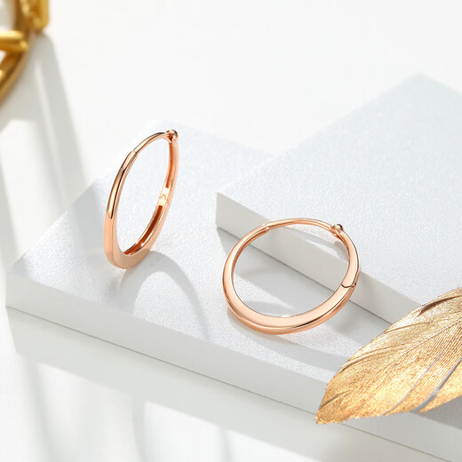 Trendy Acer ring 18K gold stud earrings for women, rose gold color gold earrings, fashionable and simple, birthday gift for girlfriend, single style