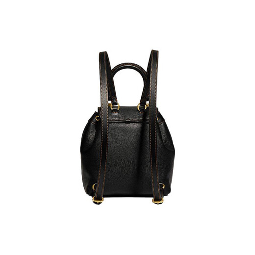 Coach (Coach) 23 Kordelschnallen Schließung Cowhide Leder -Rucksack Medium Damen Black Basic -Paket (Bag + Dust Bag)