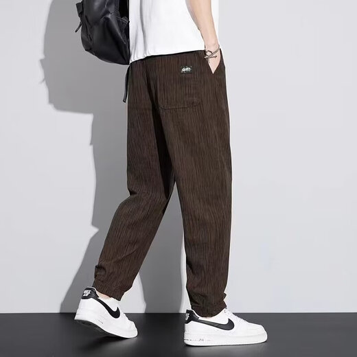 Ronghu ice silk drooping casual pants for men 2025 new summer thin fast dry trendy harem pants loose work trousers K143 black XL [Suggested 115-130Jin [Jin equals 0.5 kg]]