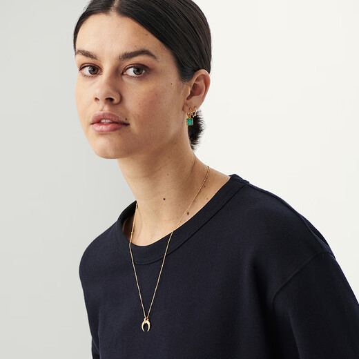 Yuansi ox horn zodiac pendant necklace, personalized and fashionable ins style golden small gold beads clavicle chain clavicle chain gold